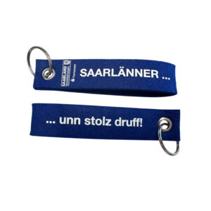 Filz-Schlüsselanhänger „Saarlänner … unn stolz druff!